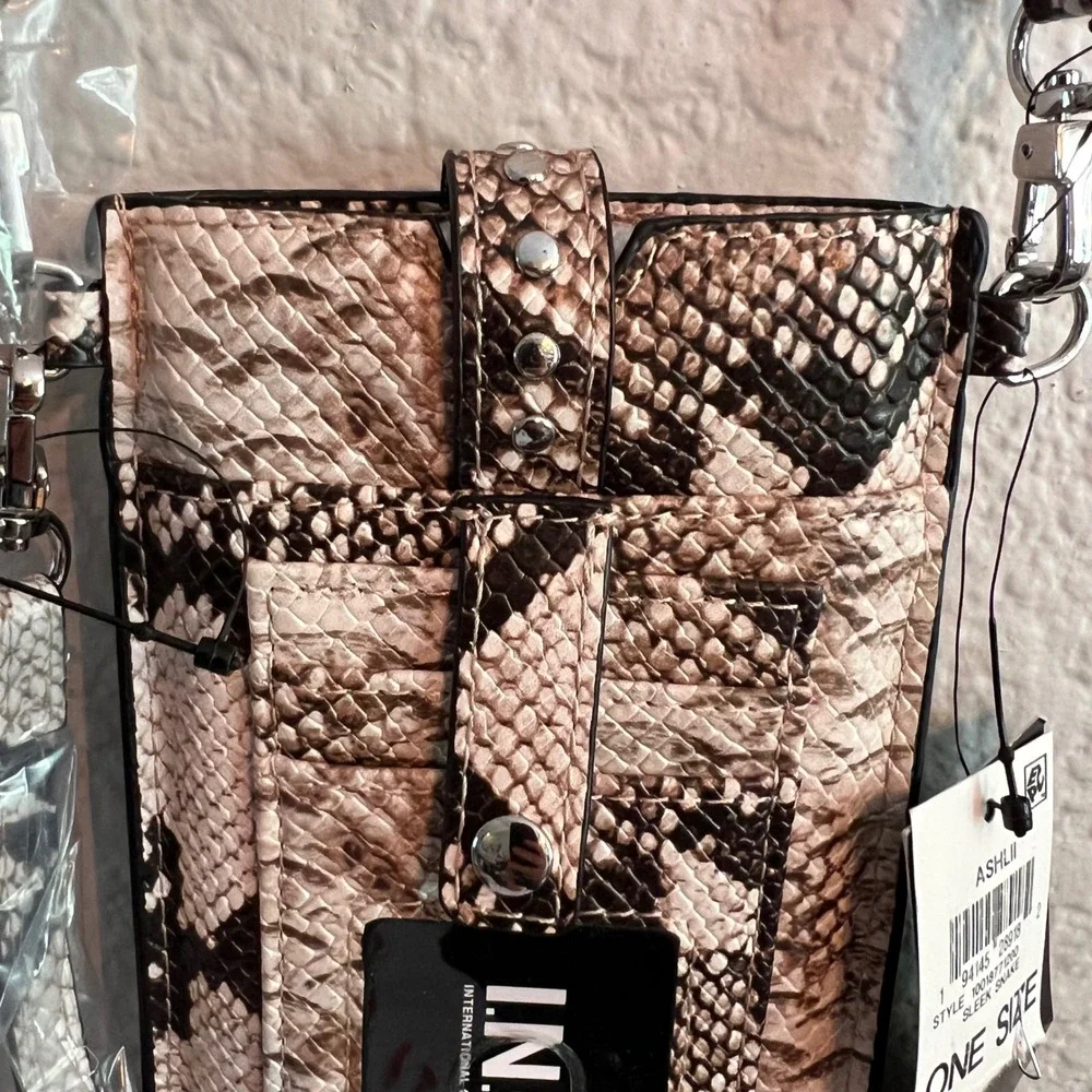 INC International Concepts Sleek Snake Convertible Crossbody/ wristlet Phone Bag